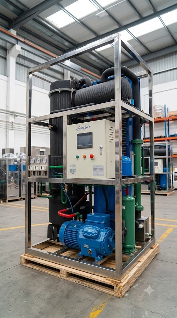 Panel PLC con pantalla táctil de una máquina de hielo FastCold