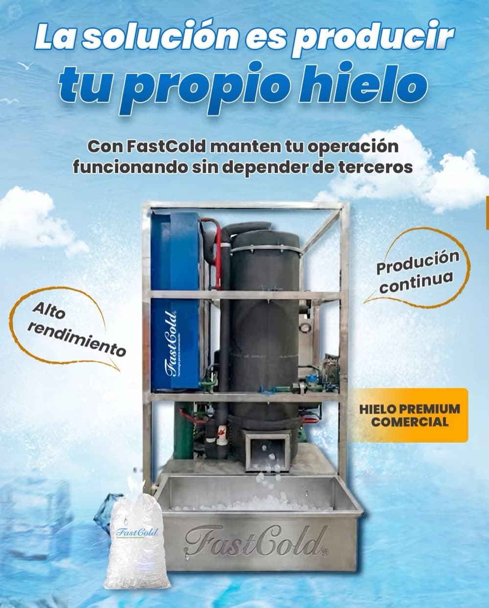 FastCold — la solución es producir tu propio hielo, con máquina de tubo de hielo premium comercial